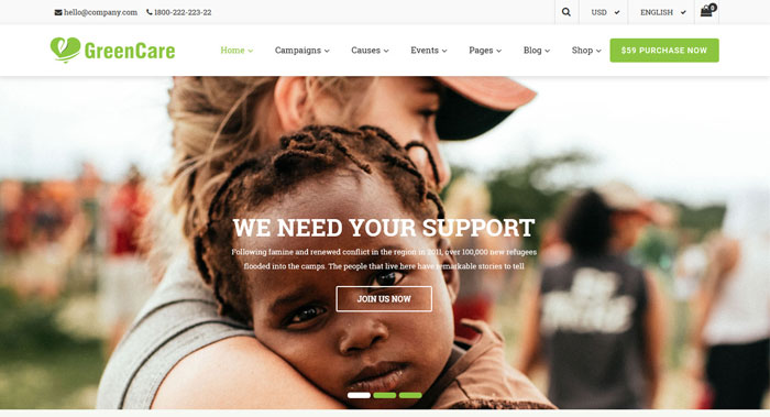 Greencare WordPress Theme Customization