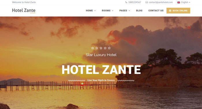 Hotel Zante WordPress Theme Customization